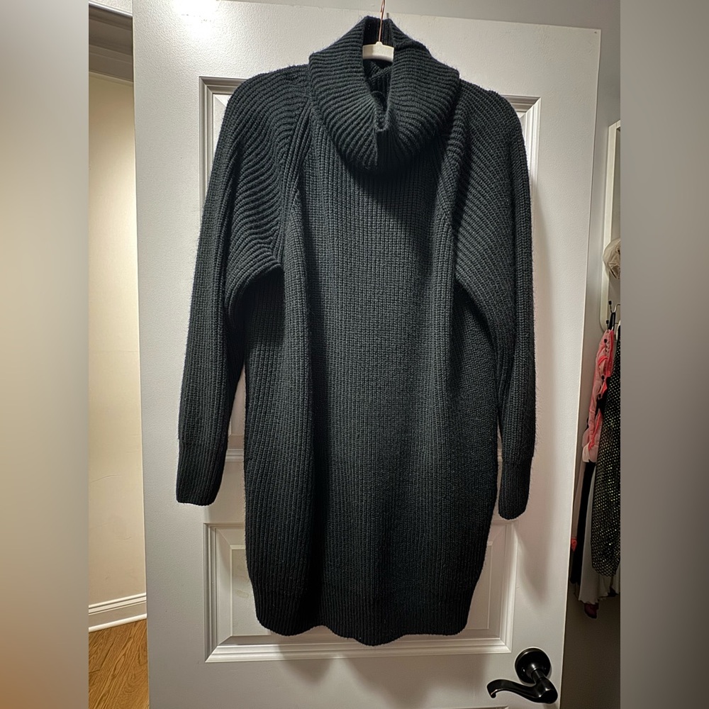 Cozy Black Knit Sweater Dress - Picture 3 of 4
